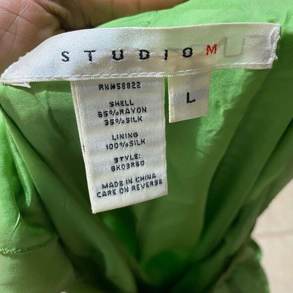 Studio M Silk Green Floral Halter Dress Size Large - Picture 8 of 8